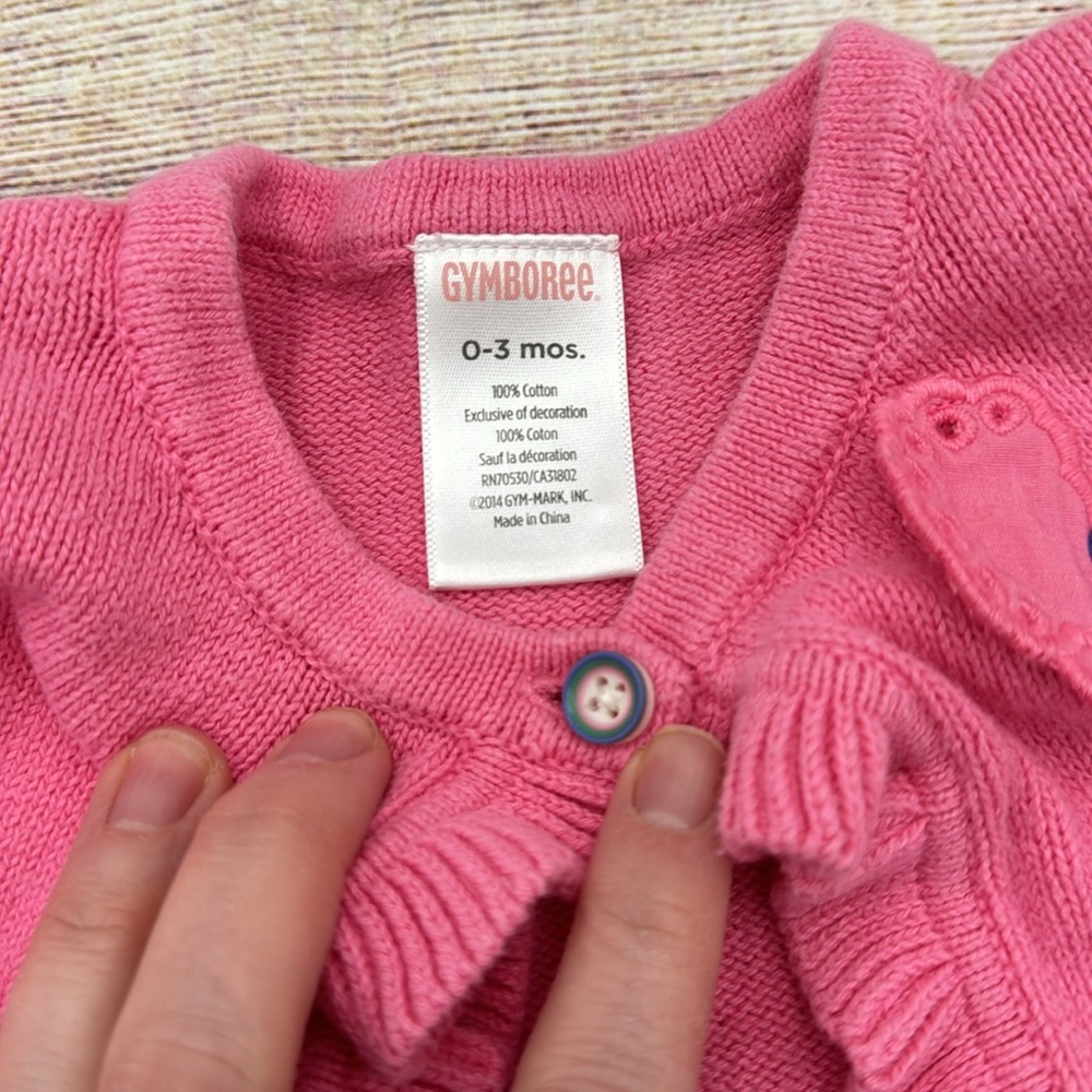 Gymboree Pink Butterfly Cardigan Size 0-3 Months - Picture 2 of 4